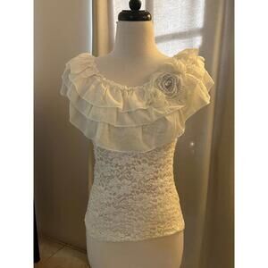 Charlotte Everett Ivory Lace Pearl Top Party Kei coquette